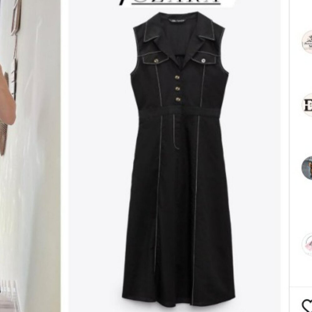 Zara Linen Cotton Sleeveless Maxi Shirt Dress - Size XS